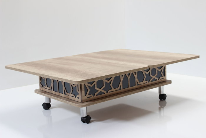 Hanah Home Mesa de Café Ajustable Alaska y Azul